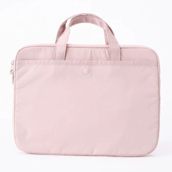 Bags | Muji Parachute Cloth Wide Laptop Bag Pink Beige | Poshmark